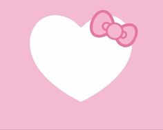 a white heart with a pink bow on it's head and the word hello kitty