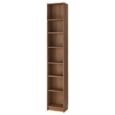 a tall wooden bookcase with four shelves