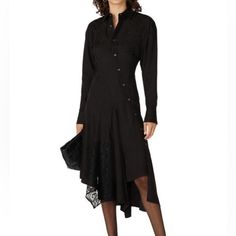 In Good Condition, Let Me Know If You Have Any Questions. Black Halo, Square Toe Heels, Rent The Runway, Dress The Population, Lace Hem, Lace Panelled, Shirtdress, Asymmetrical Dress, Diane Von Furstenberg