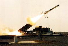 a missile is being fired at an air force base