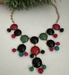 Gold Chain Statement Necklace Multicolor Vintage Jewelry Colorful Dangle Collar Jewelry Colorful, Gold Chain Design, The Lobster, Chain Design, Necklace Statement, Fashion Jewelry Necklaces, Acrylic Beads, Jewelry Necklace, Fashion Watches