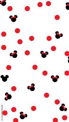 pink and black polka dots with mickey mouse heads