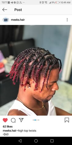 Men Two Strand Twist, Box Braids Men, Fade Haircut Designs, Red Box Braids, Love Hairstyles, Taper Fade Curly Hair