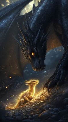 an image of a dragon and its baby