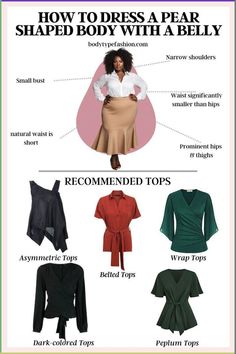 If you're a pear-shaped woman who carries weight in the belly area, your body has distinctive features. With wider hips, prominent thighs, and a curvy lower half, finding the right clothing is key to highlighting your shape. This guide dives into your unique proportions and offers styling tips to flatter your figure.