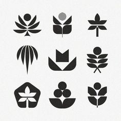 a bunch of black and white logos that are on a white background with the same design