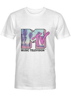 Mtv Shirt, Palm Tree Logo, Gradient Logo, Tree Logo, Tree Logos, Light Effect, Knit Cuff, Logo Graphic, Palm Tree