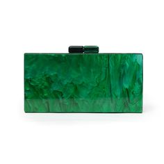 a green and black clutch bag on a white background