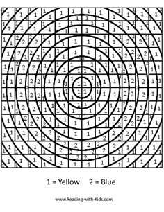 a coloring page with an image of a spiral in the middle and numbers on it