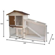 a large white chicken coop with measurements