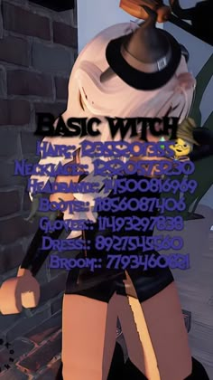 an animated image of a woman in short shorts and a white shirt with the words basic witch on it