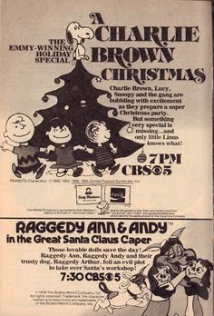 an advertisement for charlie brown's christmas tree