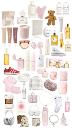 many different items are arranged in the shape of a collage on a white background