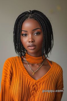 Bob Hairstyles For Black Women: Trendy Cuts for Elegant Looks - Puqqu Braids Hairstyles Box Braids, Black Women Bob Hairstyles, Mini Twists Natural Hair, Women Bob Hairstyles, Bob Hairstyles For Black Women, Hairstyles For Black Women Braids, Black Women Bob, Black Women Braids