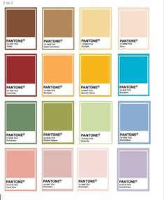 pantone's color chart with the names and colors for each type of paint