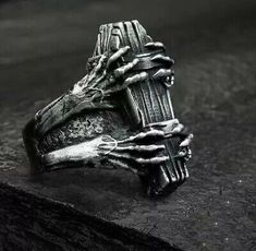 Retro Fashion Mens, Coffin Ring, Biker Jewelry, Biker Rings, Retro Ring, Gothic Rings, Dead Man, Stainless Steel Band, Stainless Steel Rings