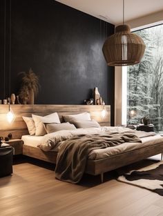 Timeless Black and White Men's Bedroom Male Bedroom Ideas, Luxury Balcony, Apartment Luxury, Wooden Floors, Bedroom Refresh, Balcony Ideas, Master Bedrooms Decor, Rustic Bedroom