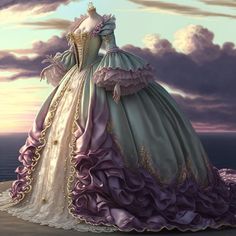 Fantasy Ballgown Art, Midevil Ballgown, Historic Ball Gowns, Queen Dresses Royal, Princess Ball Gowns Fantasy Fairytale, Royal Dresses Fantasy, Fantasy Ballgown, Roccoco Dresses, 1700s Dresses