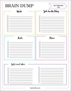 a printable brain dump to do list