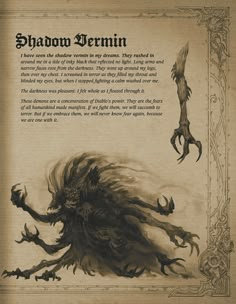 an old book cover with a drawing of a demon