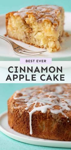 the best ever cinnamon apple cake on a white plate