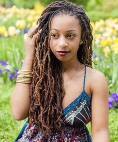 Brown Locs Black Women, Curly Locs Black Women, Brown Locs, Locs Black Women, Long Dreadlocks, Curly Locs, Sisterlocks Styles, New Natural Hairstyles