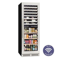 an image of a beverage cooler with the wifi enabled button on it's left side