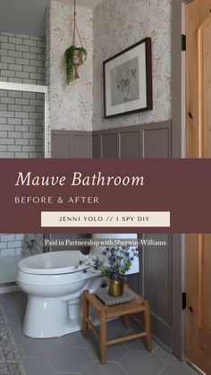 a white toilet sitting in a bathroom next to a bath tub and wooden stools