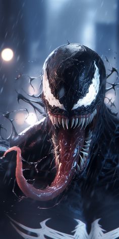 a close up of a spider - man with his mouth open and teeth wide open