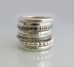 Stackable Rings Stacking Ring Sterling Silver Band Hammered - Etsy Silver Boho Rings, Rings For Women Silver, Silver Bracelet Stack, Silver Ring For Men, Rings Stacking, Stackable Rings Silver, Hammered Silver Ring, Silver Rings Simple, Sterling Silver Stacking Rings