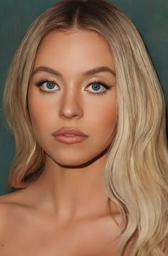 Soft Glam Makeup For Blondes, Soft Glam Makeup Blonde Hair, Angelic Wedding Makeup, Sydney Sweeney Makeup Looks, Sydney Sweeney Blonde, Sydney Sweeney Eye Makeup, Sidney Sweeney Makeup, Blonde Hair Blue Eye Makeup, Sydney Sweeney Makeup