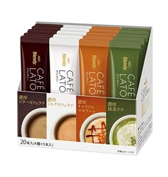 six packets of teatoo coffee with various flavors