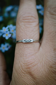 Forget Me Not Ring, Sterling Silver Stacking Ring, Sentimental Gifts for Her, Dainty Flower Ring - Etsy Stack Of Rings, Ring Stack Silver, Silver Rings For Women Unique, Forget Me Not Ring, Simple Wedding Ring, Vintage Silver Ring, Silver Flower Ring, Forget Me Not Flower, Silver Rings Simple