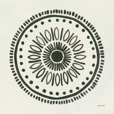 a black and white drawing of a circular design