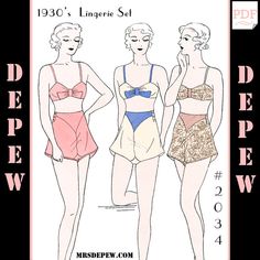 Vintage Sewing Pattern Multi-Size Reproduction 1930's Bra Lingerie Patterns, Tap Pants, Pants Sewing, Lingerie Vintage, Sewing Lingerie, Pants Sewing Pattern, Sewing Book, Top Sewing Pattern, Sewing Design