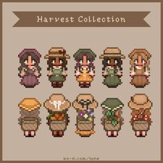 an image of some pixel art with the words harvest collection on it's side