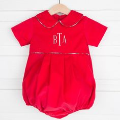 This sweet boy bubble has a special surprise! Adorable red and green plaid trim to add that extra magic touch. Add a monogram for the perfect Christmas look! Christmas Look, A Monogram, Christmas Pjs, Girl's Back, Sweet Boy, Bubble Dress, Soft Red, How To Hem Pants, Celebrate Christmas