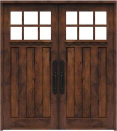 an image of two wooden doors with windows