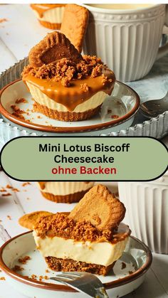 mini lotus biscotti cheesecake on a plate