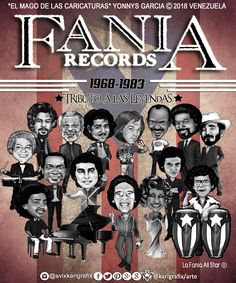 the poster for fania records, featuring various faces and people in black and white