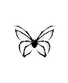 a black and white drawing of a butterfly with dots on it's back side