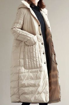 White Loose Fitting women Winter 90% Duck Down Jackets, Down Jacket Women Down Coat Plus Size   handmade any size up to 50 colors custom down coat #women clothing #downcoatwomen#loosedowncoat#blackcoat#plussizecoat Loose Dress Casual, Women Winter Coat, Autumn Outwear, Coat Plus Size, Long Down Coat, Duck Down Jacket, Long Coat Women, Korea Style, Womens Kimono