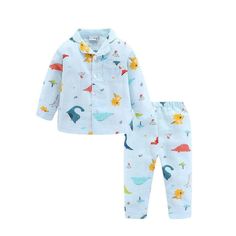 Dino Print PJ Set - Momorii Cartoon Pajamas, Dino Print, Boys Cartoon, Boys Sleepwear, Toddler Pajamas, Pajama Suit, Girls Boutique, Sleepwear Sets, Boys Pajamas