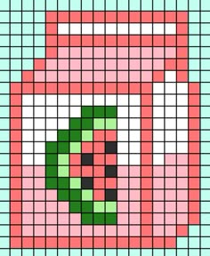 a cross stitch pattern with a pink and green flower