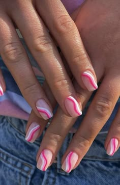 Pink nails, cute on parties<3 Summery Nails, Cute Nail Ideas, Casual Nails, School Nails, Short Square Acrylic Nails, S Nails