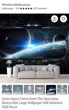 an image of the outer space view from the spaceship wallpaper self - adhesive