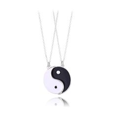 PRICES MAY VARY. Matching yin yang necklaces represent two people in a relationship attracting each other, balancing each other, and perfecting each other. The magnetic design allows them to attract together when they are close to each other. Material&Size: Made of enamel painted in silver plated, Lead/Nickel Free safe for your skin. Chain length is 17.7” +2". What You Get: 2 magnetic necklaces well-packed in an exquisite gift box together with meaningful message cards. Gift for Best Friends&Cou Magnetic Best Friend Necklace, Bff Necklaces For 2 Magnetic, Stainless Steel Heart Pendant Necklace For Best Friend, Yin Yang Bff Necklaces, Yin Yang Necklace Couple, Customizable Heart-shaped Necklace For Best Friend, Yin Yang Designs, Half Heart, Yin Yang Necklace