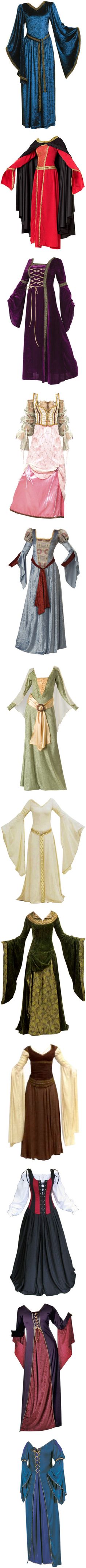 "Medival Gowns II" by savagedamsel ❤ liked on Polyvore Floor-length Medieval Dress For Costume, Medieval Floor-length Costume Dress, Floor-length Medieval Dress With Historical Design, Medieval Dress Historically Accurate, Historical Long Sleeve Medieval Dress Costume, Gowns Medieval, Midevil Dress, Dresses Medieval, Bridesmaids Styles