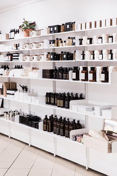 the shelves are filled with many different types of products