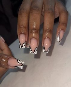 Medium Abstract Nails, Abstract Tip Nails, Abstract French Tip Nails Square, Abstract Lines Nails, Abstract Square Nails, Reception Nails, Medium Freestyle Nails, Simple Abstract Nails